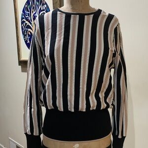 Chic Striped Black and Tan Women's Sweatshirt
